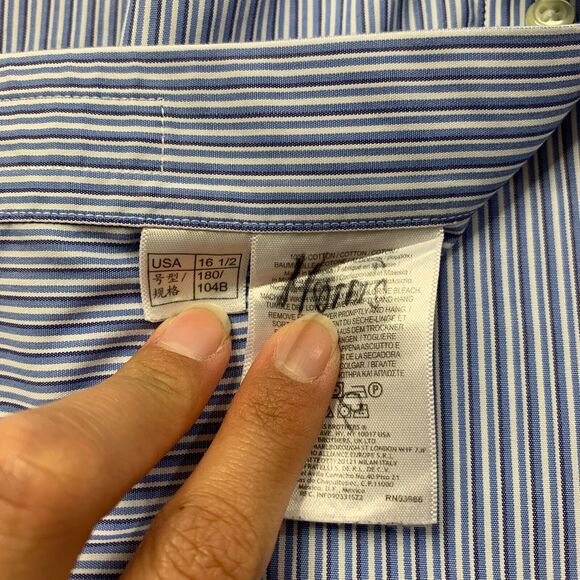 Brooks Brothers Shirt Mens 16.5 Cadet White Non Iron Cotton Striped French Cuff - Picture 6 of 9